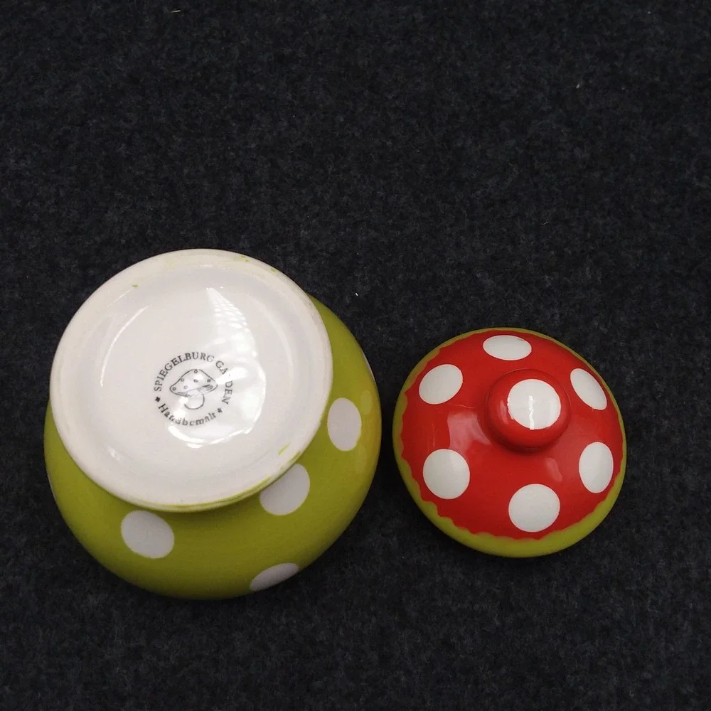 Spiegelburg‎ Garden Mini Creamer & Sugar Bowl Polka Dot Mushroom Whimsy Germany